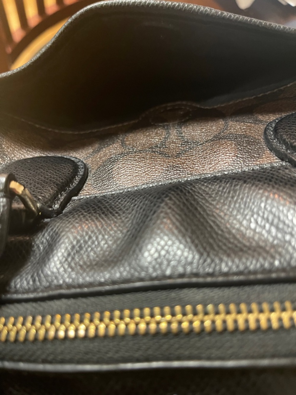 Coach Brown Signature Satchel with Black Trim and Gold Hardware - Picture 9 of 11